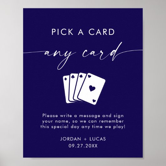 Spelen Kaart Guestbook Navy Wedding Guestbook Sign Poster (Voorkant)