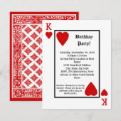 Spelen Kaart King Hearts Verjaardagsfeestuitnodigi (Voorkant / Achterkant)