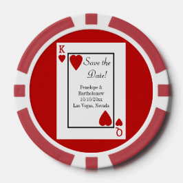 Spelen Kaart King / Queen Save the Date Favor Pokerchips