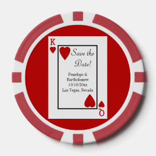 Spelen Kaart King / Queen Save the Date Favor Pokerchips