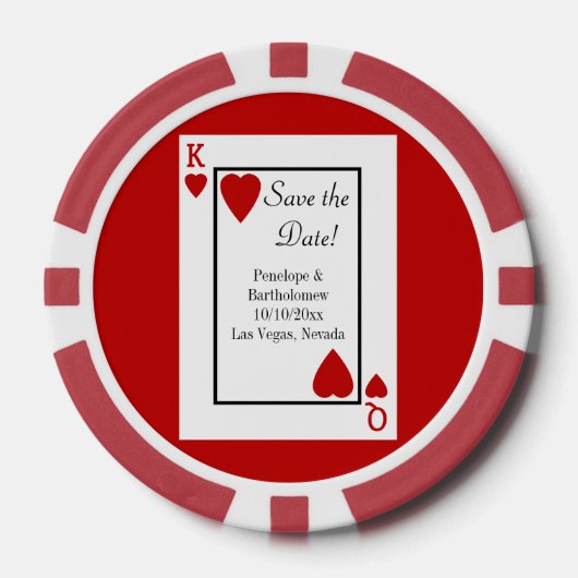Spelen Kaart King / Queen Save the Date Favor Pokerchips (Voorkant)