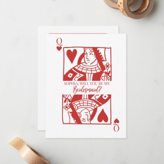 Spelen Kaart Las Vegas bruidsmeisje voorstel Kaart Notitiekaartje (Voorkant / Achterkant in situ)
