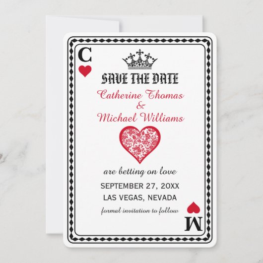 Spelen Kaart Las Vegas Casino Bruiloft Monogram (Voorkant)