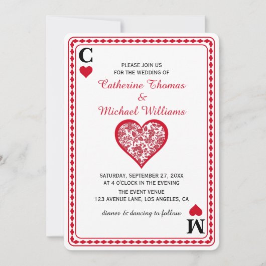 Spelen Kaart Las Vegas Casino Bruiloft Monogrammed (Voorkant)