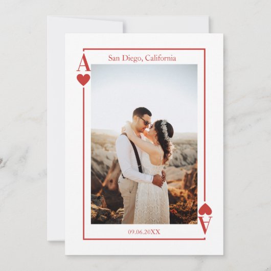 Spelen Kaart Las Vegas Save the Date Bruiloft (Achterkant)