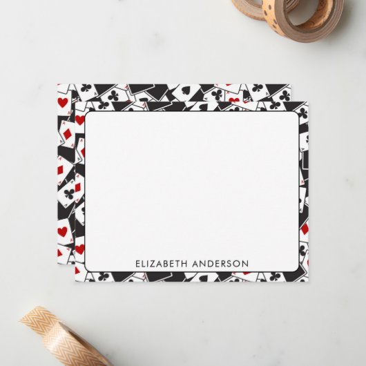 Spelen Kaart Pattern Casino Thema Notitiekaarten Notitiekaartje (Voorkant / Achterkant in situ)