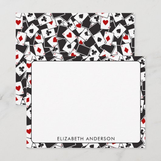 Spelen Kaart Pattern Casino Thema Notitiekaarten Notitiekaartje (Voorkant / Achterkant)