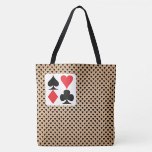 Spelen Kaart Symbolen Patroon Kraft zwarte harten Tote Bag