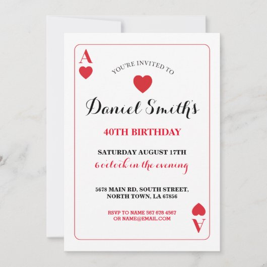 Spelen Kaart Verjaardag Ace Vegas Nodig elke leeft (Voorkant)