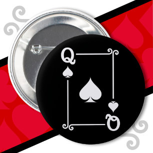 Spelen Kaarten Kostuum Koningin Schoppen Kaart Kon Ronde Button 5,7 Cm