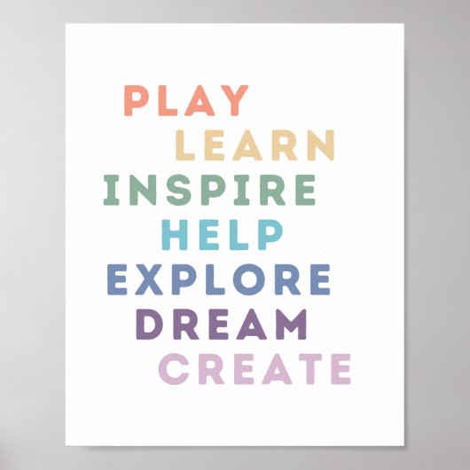 Spelen, leren, inspireren, helpen, verkennen, drom poster (Voorkant)