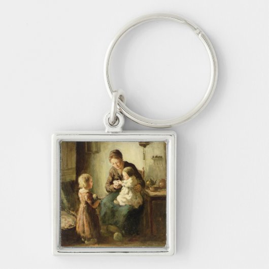 Spelen met baby, 19e eeuw sleutelhanger (Voorkant)