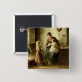 Spelen met baby, 19e eeuw vierkante button 5,1 cm (Voorkant /achterkant)