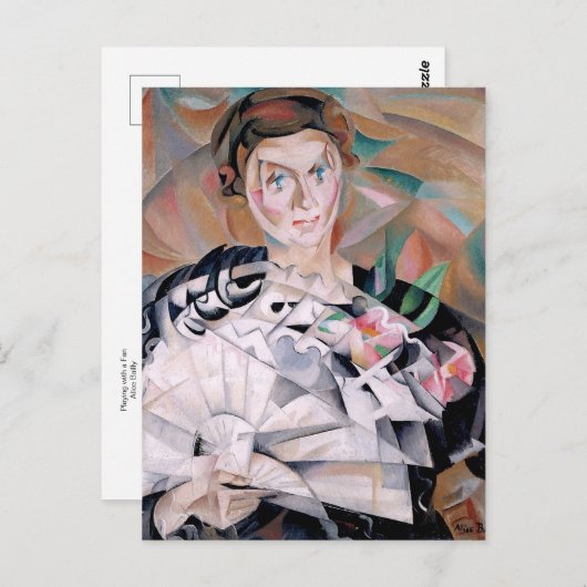 Spelen met een fan - Alice Bailly Briefkaart (Voorkant / Achterkant)