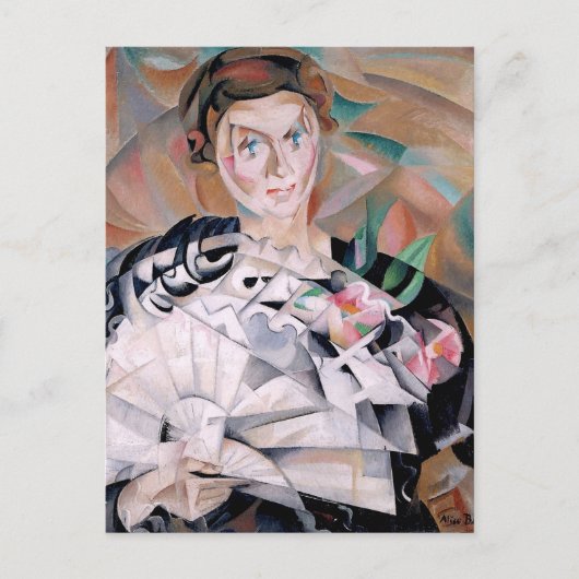 Spelen met een fan - Alice Bailly Briefkaart (Voorkant)