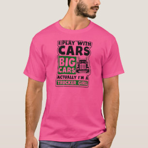 Spelen met grote auto's trucker meisje t-shirt