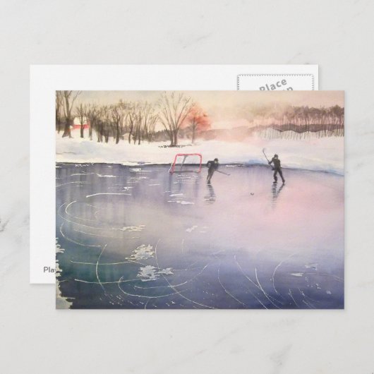 Spelen op ijs briefkaart (Voorkant / Achterkant)