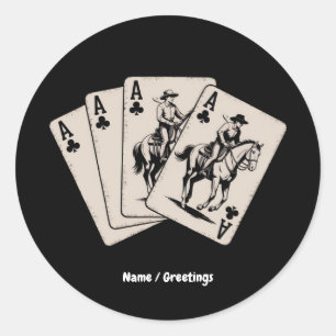 Spelen Poker-Kaart Westerne Country Girl Trendy Ronde Sticker