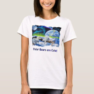 Spelen Polar Beer Cubs Schattige Wildlife Art Shir T-shirt