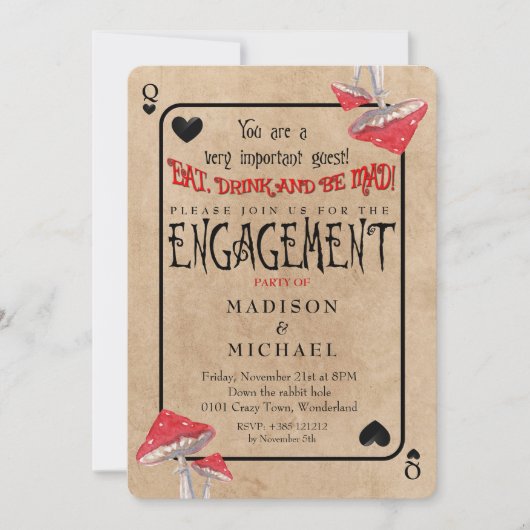 Spelen van Kaart Crazy Mushrooms Engagement Party (Voorkant)