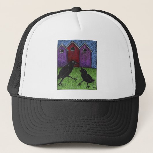 Spelen van zwarte vogels trucker pet (Voorkant)