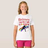 SPELEN ZOALS EEN MEISJE PERSONALIZE TENNIS PLAYER  T-SHIRT (Voorkant volledig)