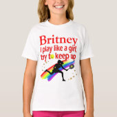 SPELEN ZOALS EEN MEISJE PERSONALIZE TENNIS PLAYER  T-SHIRT (Voorkant)