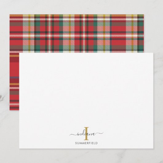 Spelend Monogram Initiaal Naam Holiday Rustisch Ma Notitiekaartje (Voorkant / Achterkant)