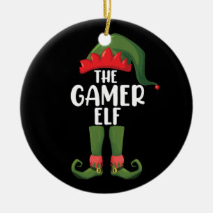 Spelende Elf Overeenkomen Familie Kerstmis Gamer Keramisch Ornament
