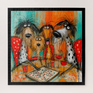 Spelende Honden Spelletjesavond met Wijn Legpuzzel