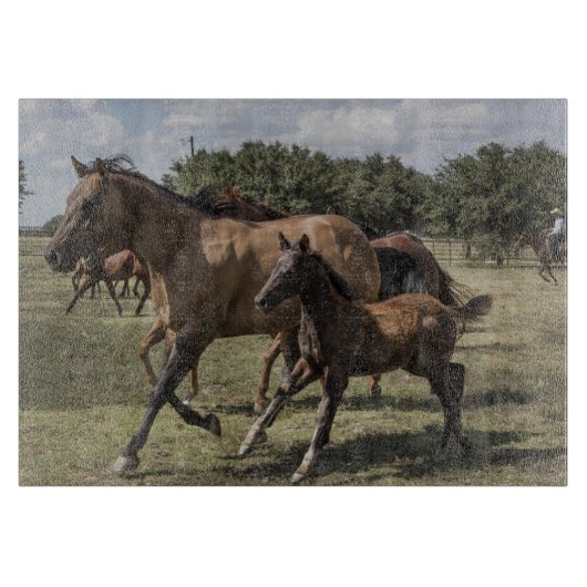 Spelende Paarden Rennen Scene Snijplank (Voorkant)