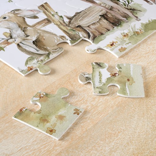 Spelende Waterverf Bosdieren Legpuzzel (Zijkant)