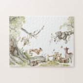 Spelende Waterverf Bosdieren Legpuzzel (Horizontaal)
