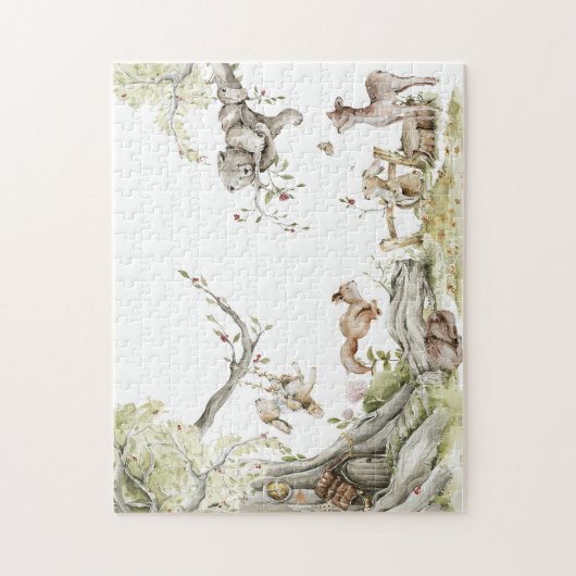 Spelende Waterverf Bosdieren Legpuzzel (Verticaal)
