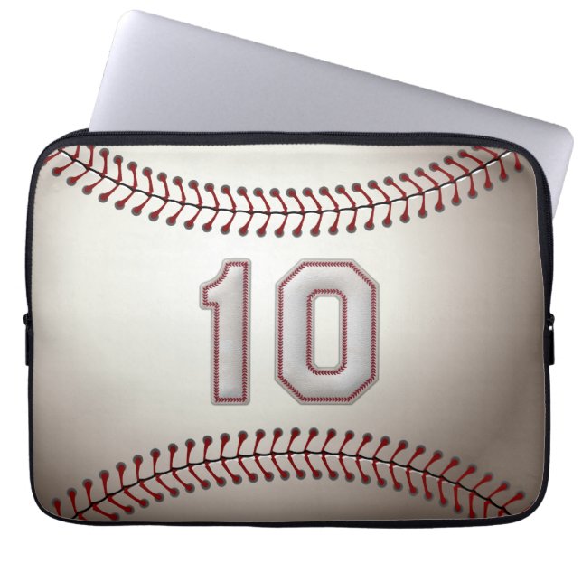 Speler 10 - Koel Baseball Stitches Laptop Sleeve (Voorkant)
