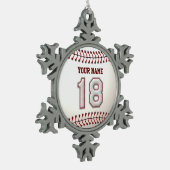 Speler 18 - Koel Baseball Stitches Tin Sneeuwvlok Ornament (Links)