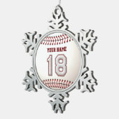 Speler 18 - Koel Baseball Stitches Tin Sneeuwvlok Ornament (Rechts)