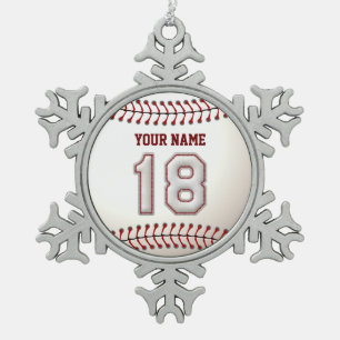 Speler 18 - Koel Baseball Stitches Tin Sneeuwvlok Ornament