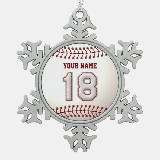 Speler 18 - Koel Baseball Stitches Tin Sneeuwvlok Ornament (Voorkant)