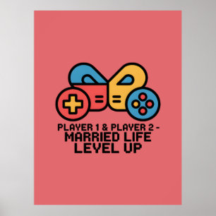 Speler 1 & 2 Getrouwd Gamer Poster