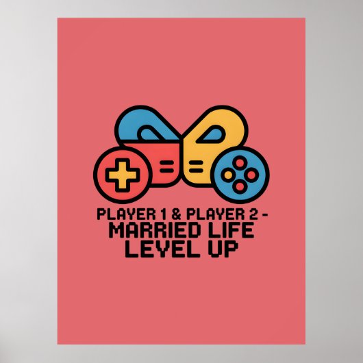 Speler 1 & 2 Getrouwd Gamer Poster (Voorkant)