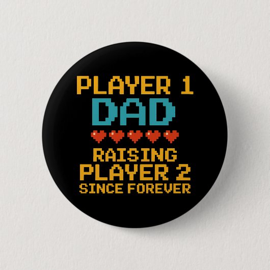 Speler 1 Dad Retro Gamer Ronde Button 5,7 Cm (Voorkant)
