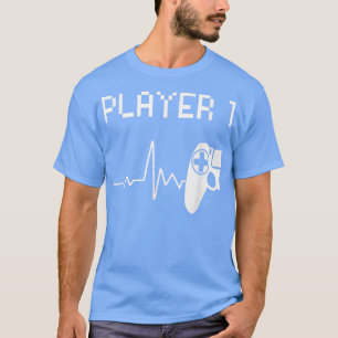 Speler 1 Hartslag Videospel Koppel Matching Game T-shirt