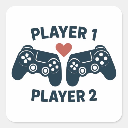 Speler 1 Speler 2 Koppel Gamer Sticker (Voorkant)