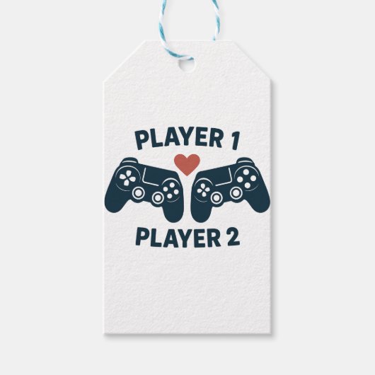 Speler 1 Speler 2 Koppel Gamer Sticker Cadeaulabel (Voorkant)