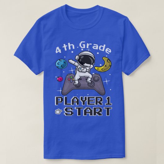 SPELER 1 START TERUG NAAR SCHOOL ASTRONAUW VAN 4E T-SHIRT (Design voorkant)