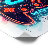 Speler 2 Ready Neon Gamer Art Poster (Hoek)