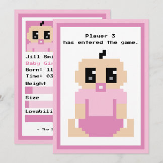 Speler 3 ingevoerd spel Baby Girl Aankomst Kaart