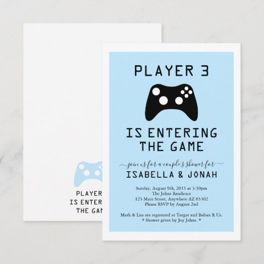 Speler 3 van de jongen VideoSpel Baby/de Schoets v Kaart (Voorkant / Achterkant)