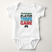 Speler Drie Baby Gamer Aangepast Romper (Voorkant)